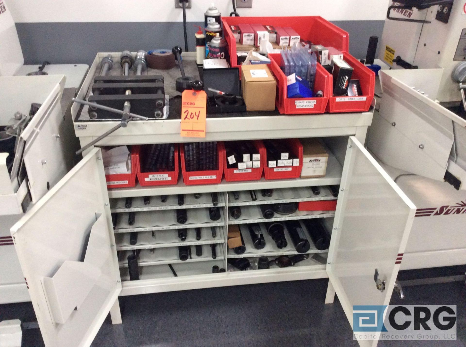 Sunnen tooling cabinet and assorted accessories