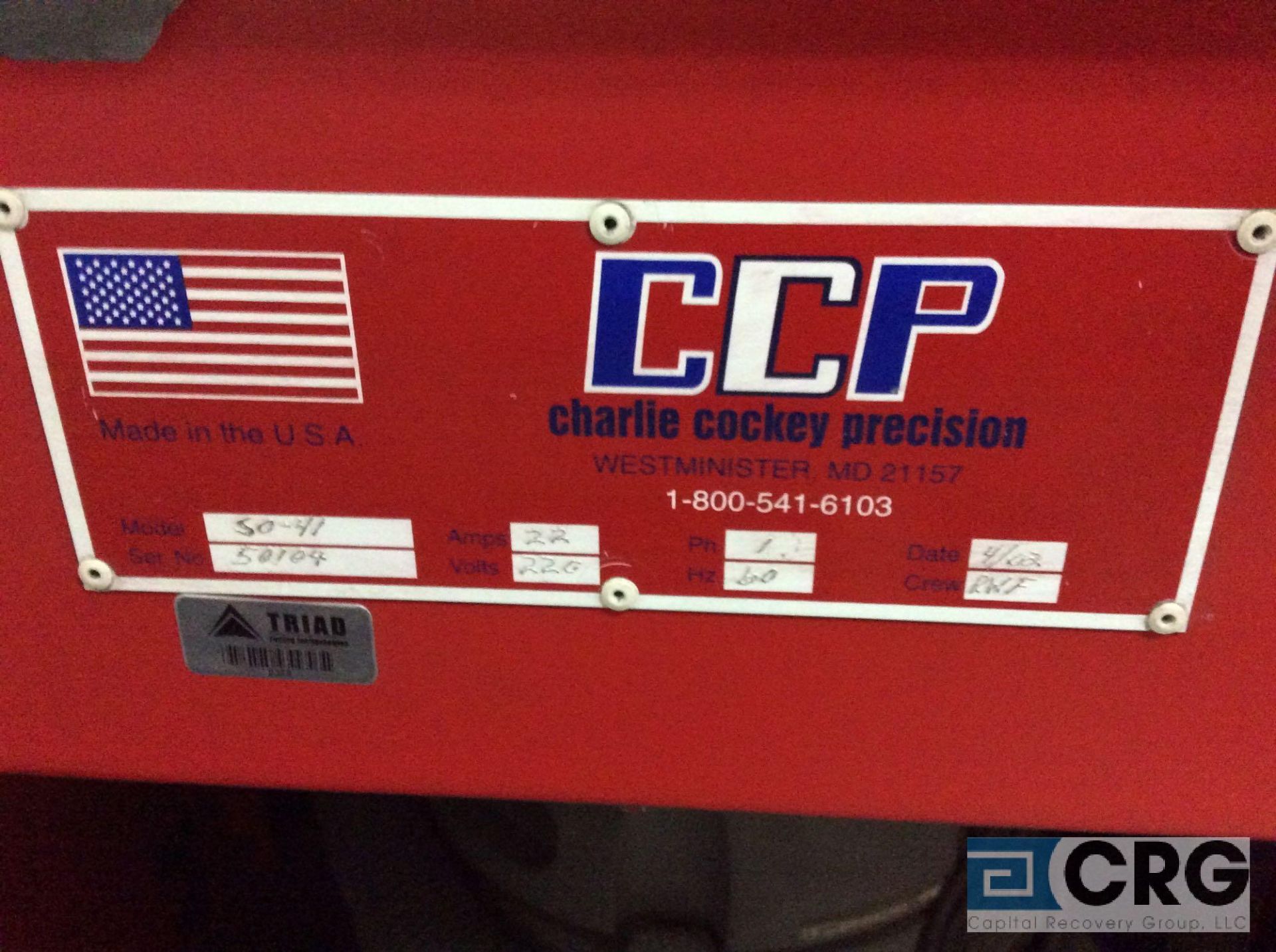 Charley Cockey Precision head straightening oven, 34" wide x 18" high x 28" deep furnace, 550 degree - Image 2 of 3