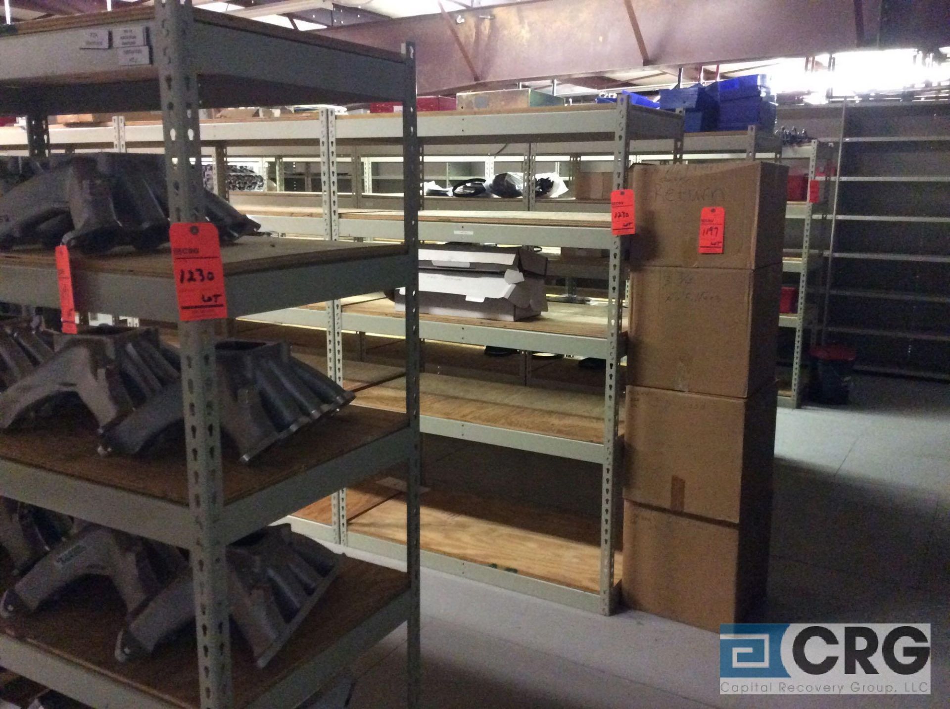 Lot of (42) sections adjustable metal shelving with wood shelves including (36) sections 48" wide - Image 2 of 3