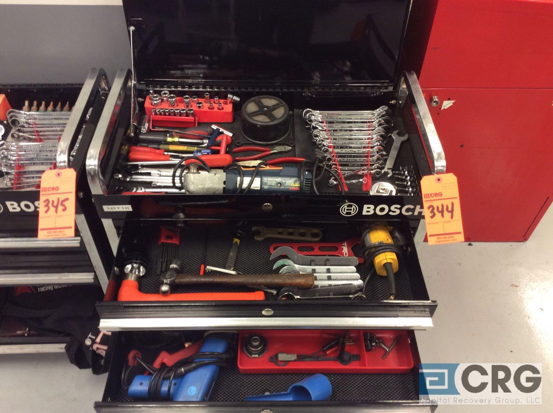 Bosch portable tool cart with tools (LOTS 344-350 located in rear room Disassembly Dept)