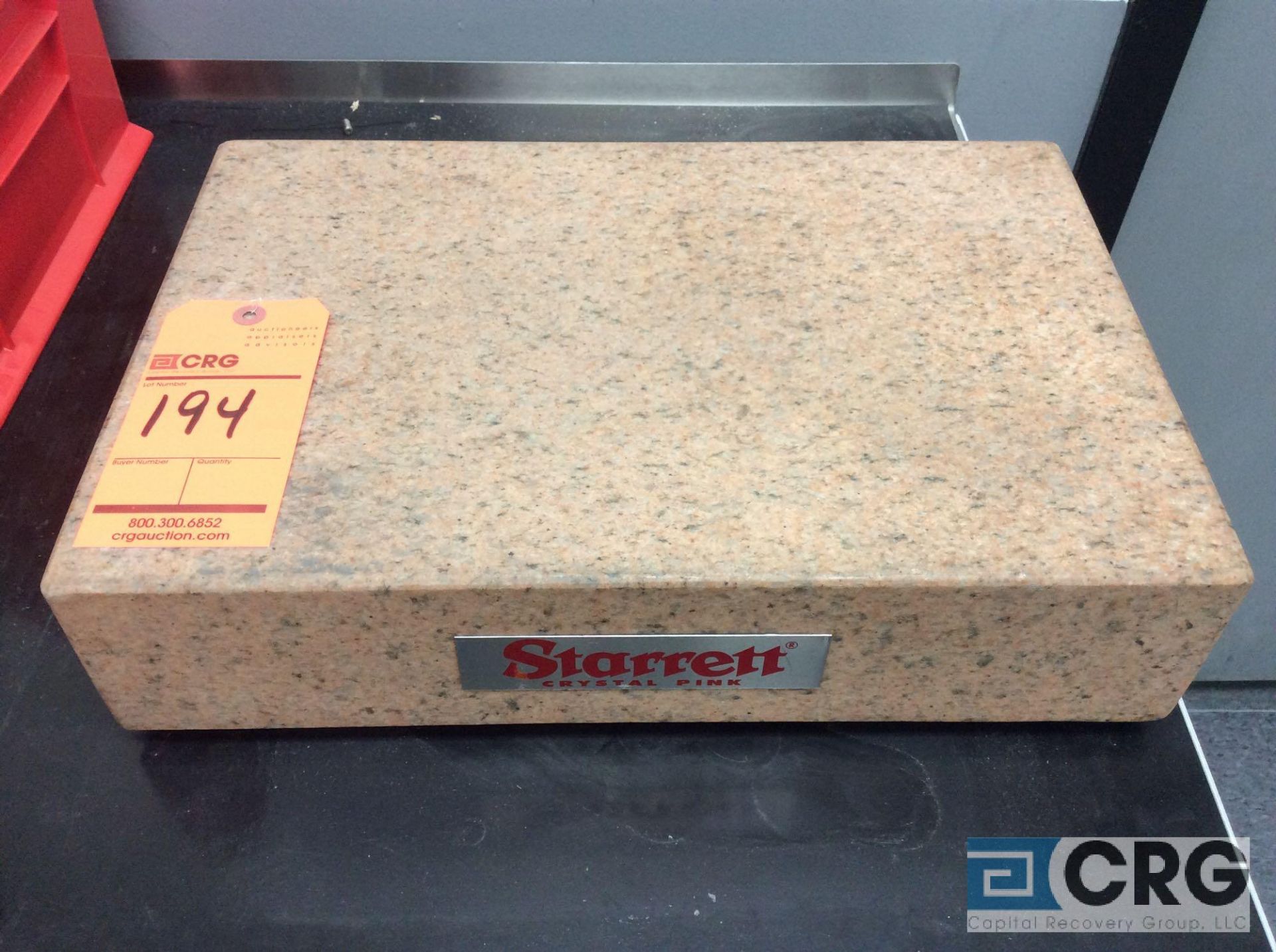 Starrett 12" x 18" x 4" pink granite surface plate, grade A inspection