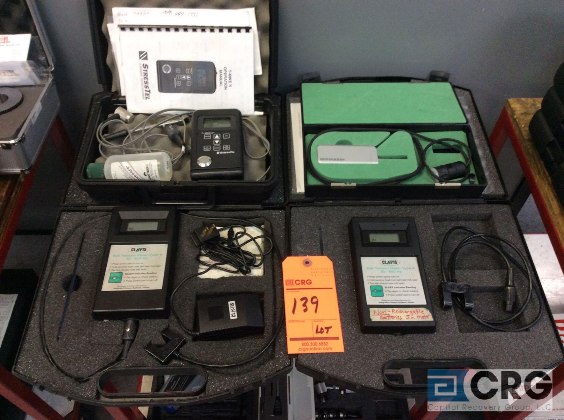 Lot pf inspection instruments including (2) Clavis belt tension meters, Stress-Tel Ultrasonic