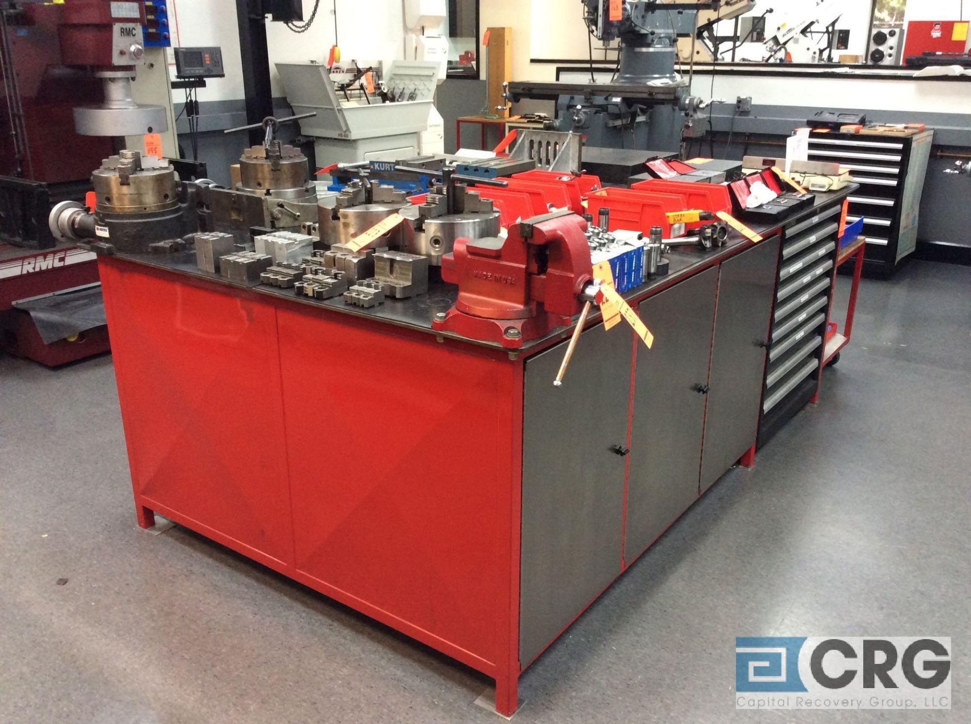 5' x 8' HD steel work bench with MAC Tools 6" bench vise and under counter storage space - Image 2 of 2