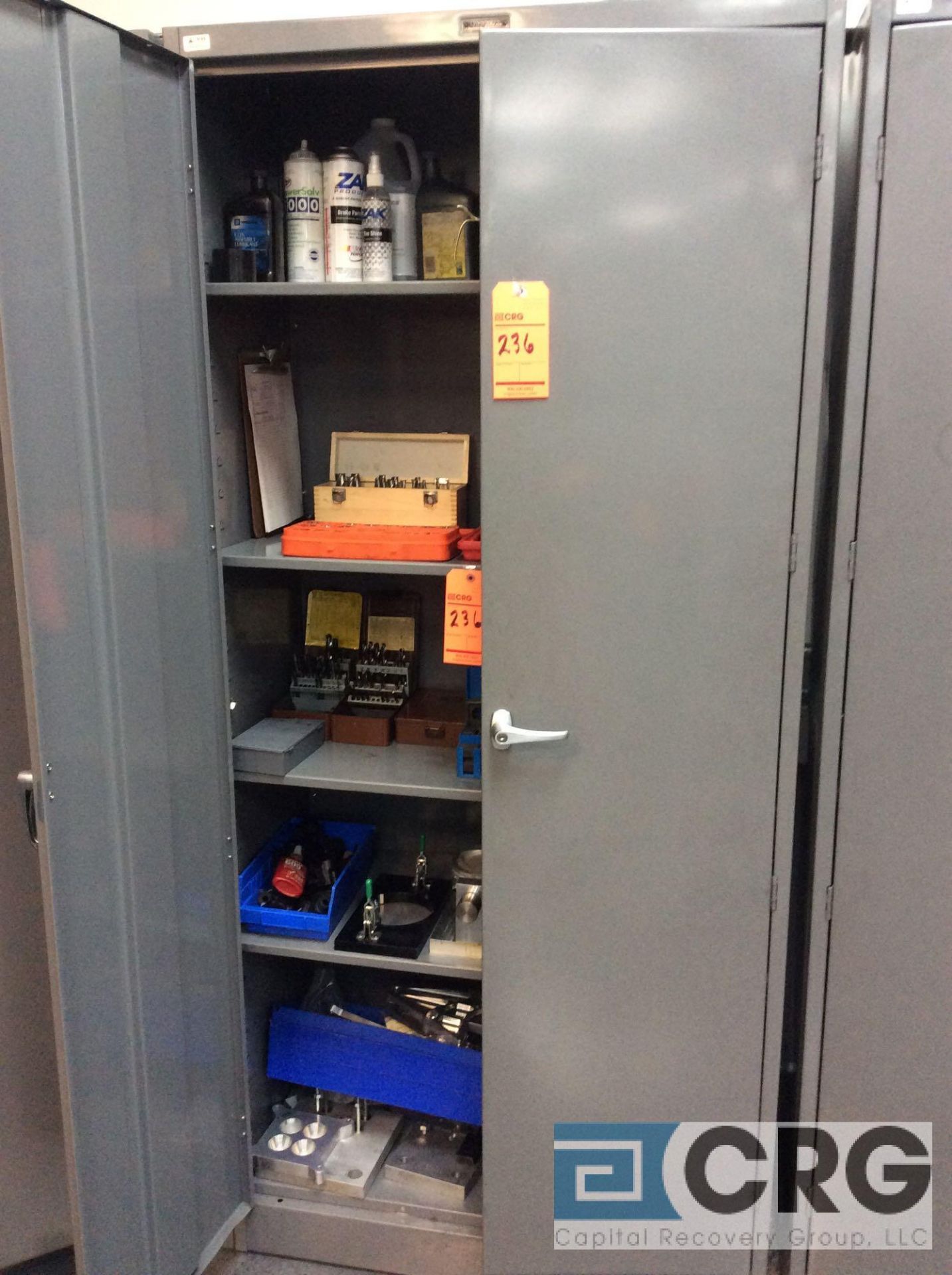 Lot of asst perishable tooling and and machine shop accessories With 2D storage cabinet - Image 2 of 2