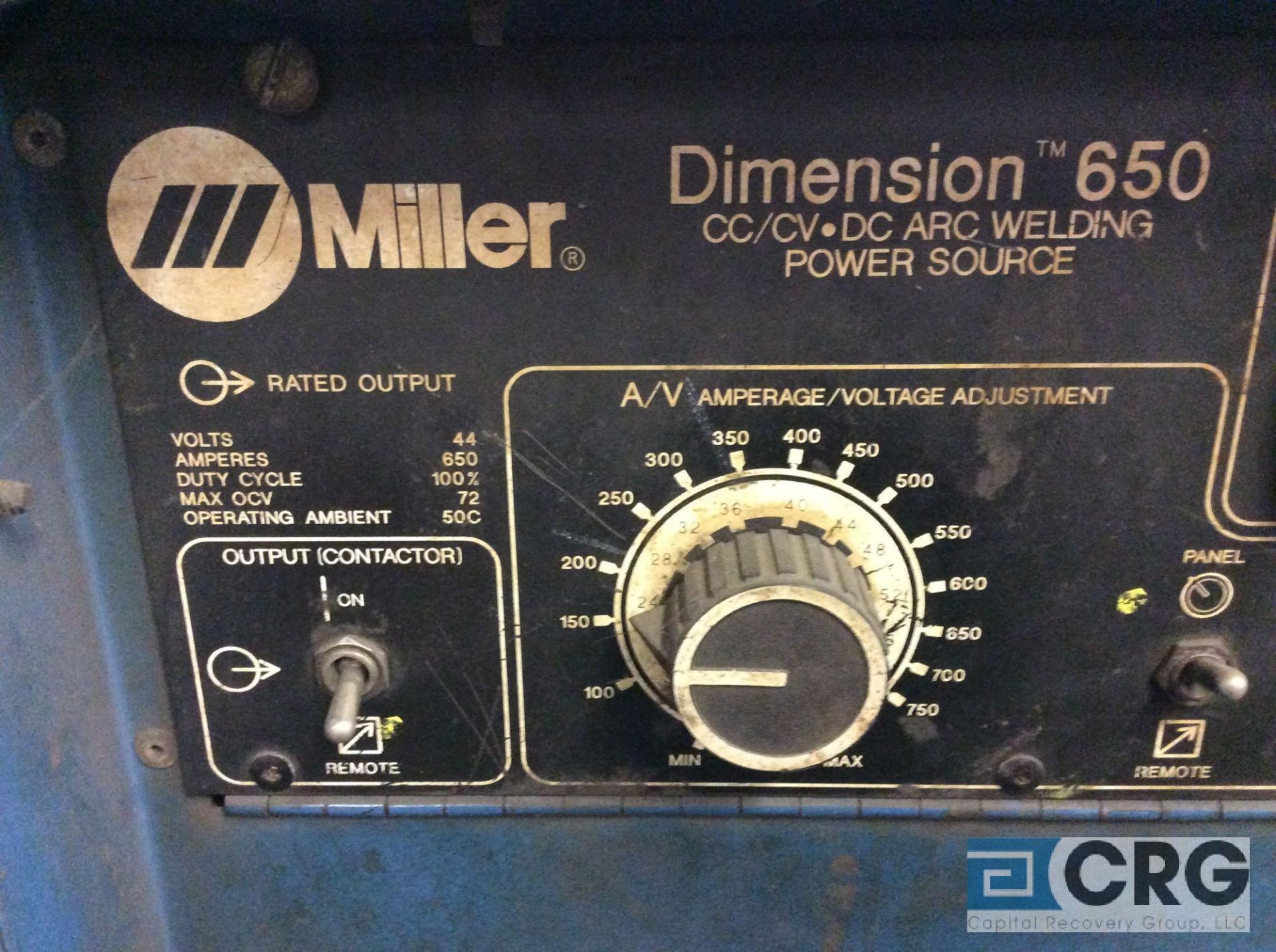 Miller Dimension 650 CC/CV D.C. arc welder and power source, s/n KE754196, 230/460/575 volts, 34.5 - Image 2 of 3