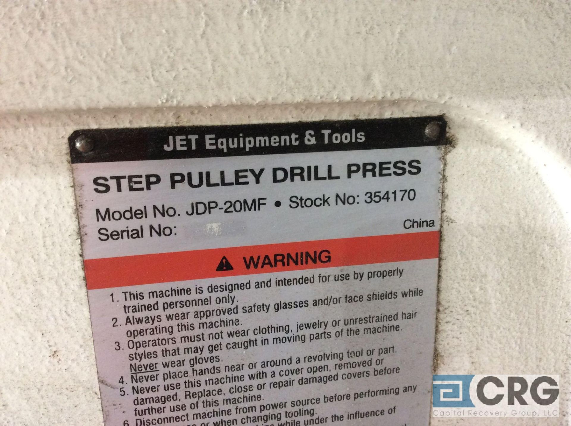 JET 20" floor type step pulley drill press, m/n JDP-20MF, 1 1/2 hp, 1 phase - Image 2 of 3