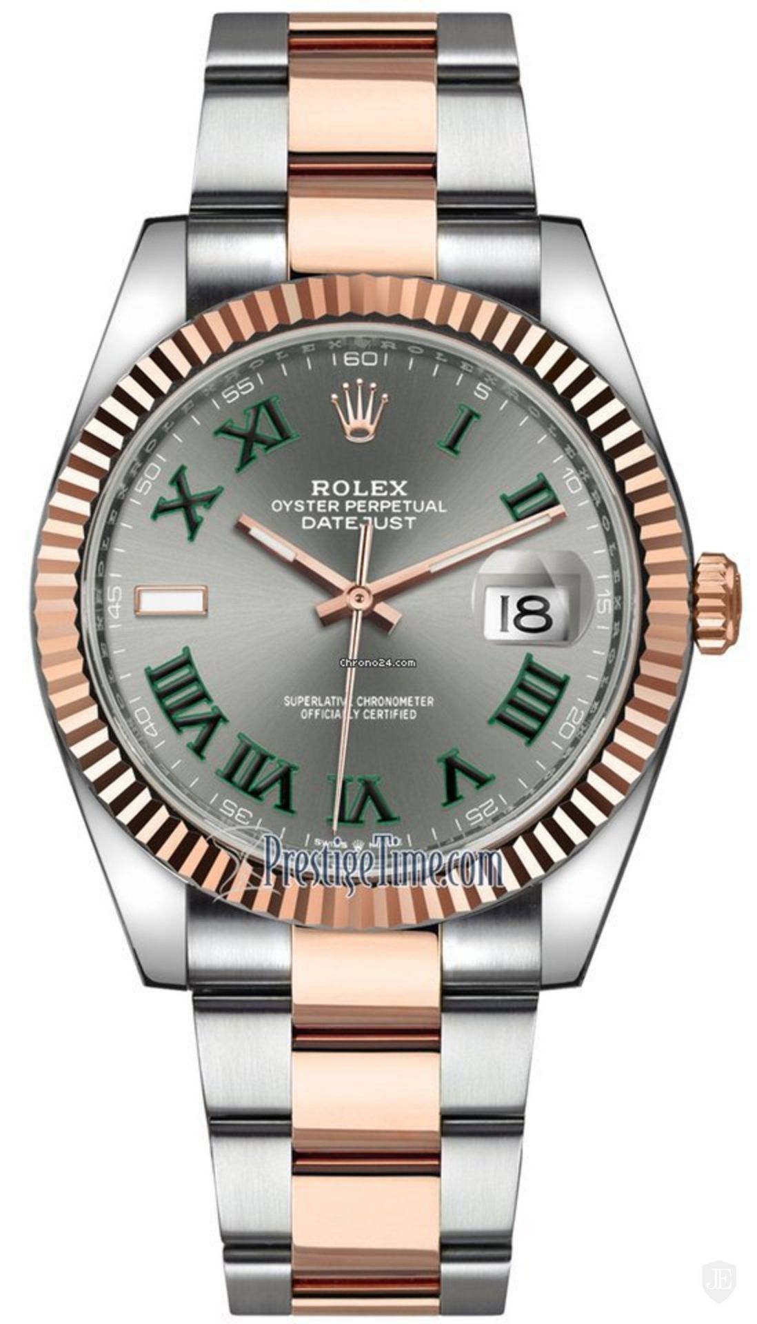 On Sale ROLEX DATEJUST (41MM) OYSTERSTEEL & EVEROSE (2018) FLUTED BEZEL - SLATE DIAL IDEAL FOR XMAS