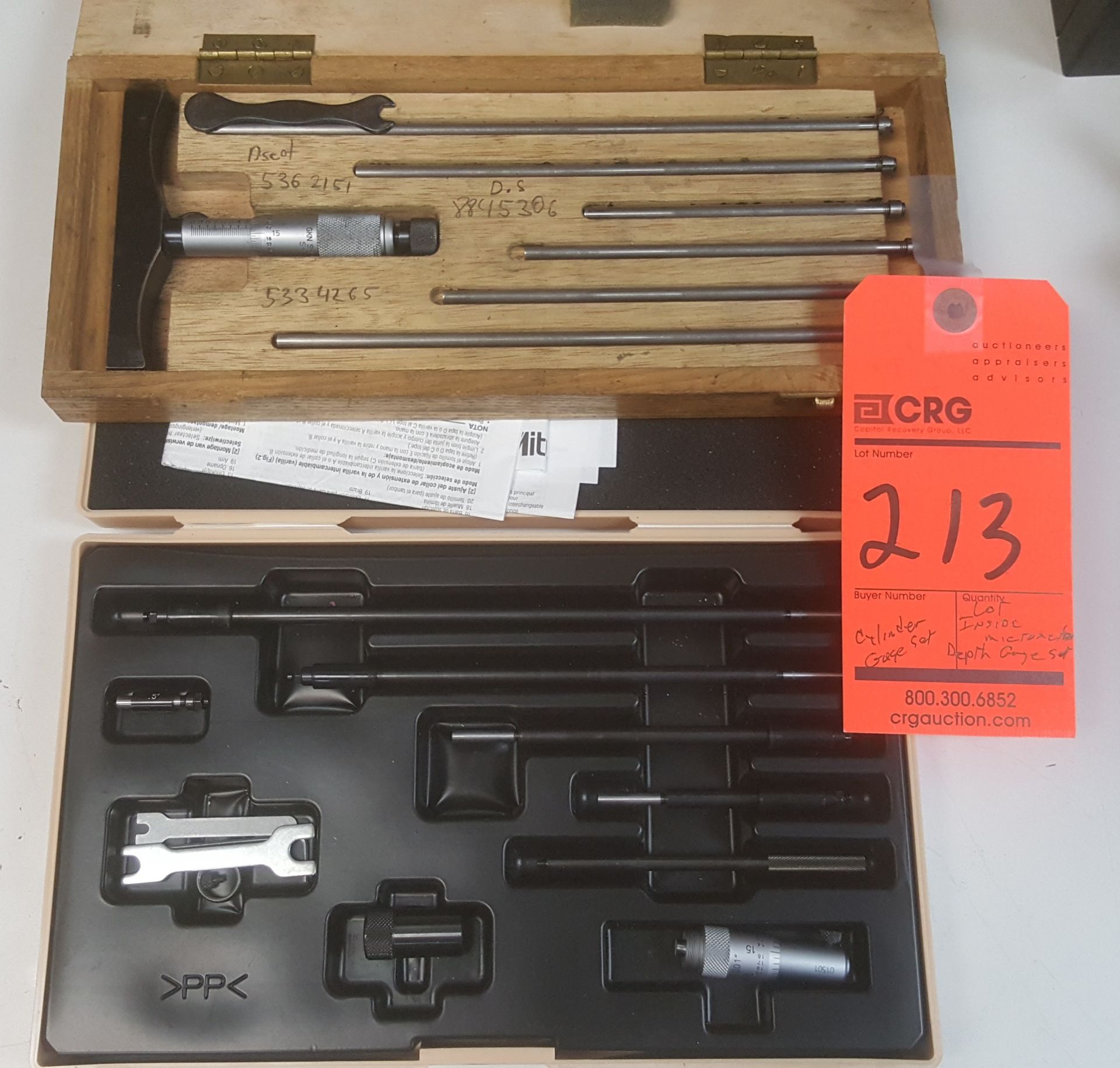 ID depth gauge with case and mandrels