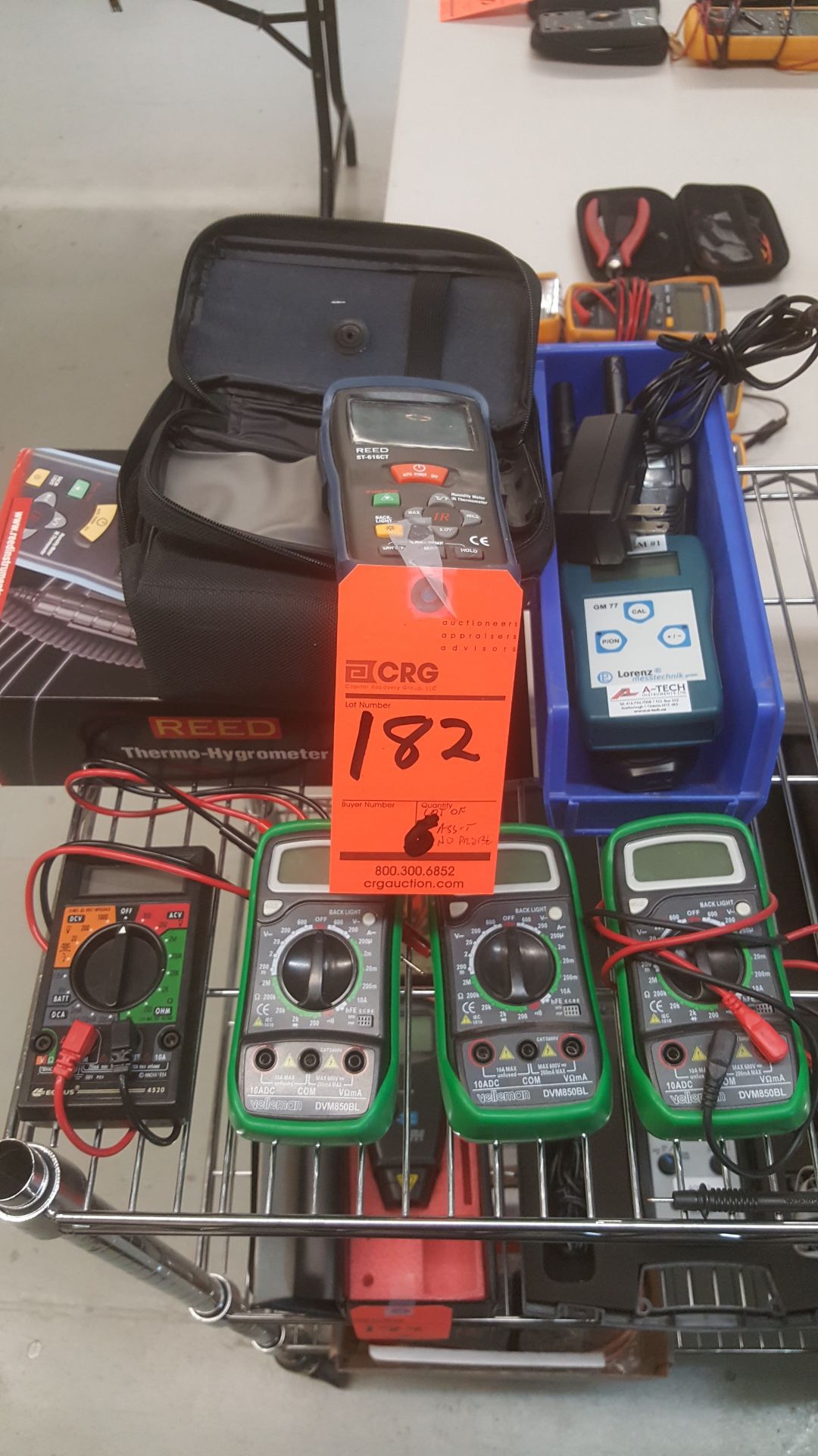 Assorted multimeters (2 without probe) and (2) COBRA walkie talkies