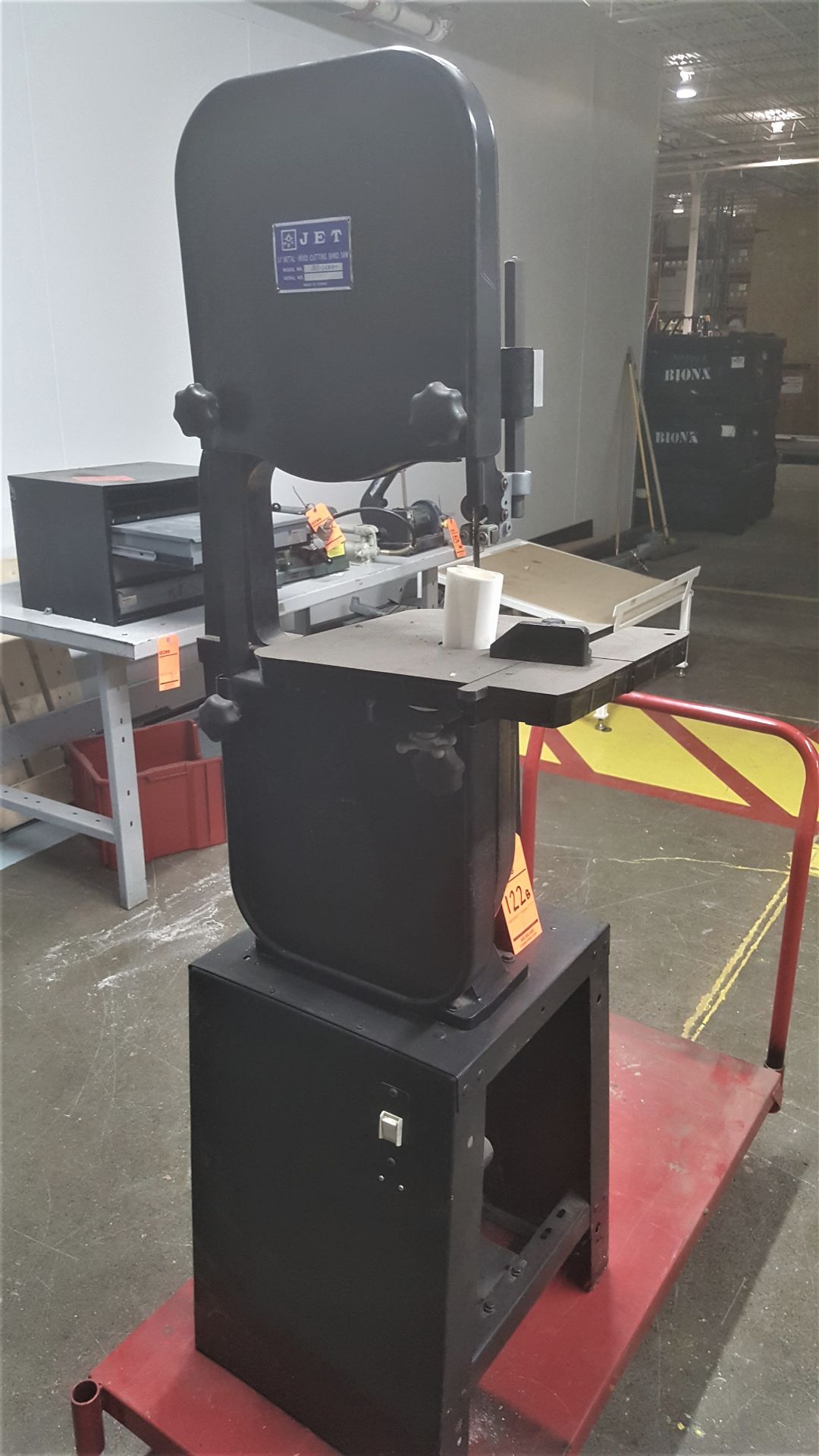 JET 14" vertical woodcutting metal bandsaw, with cart - Image 2 of 3