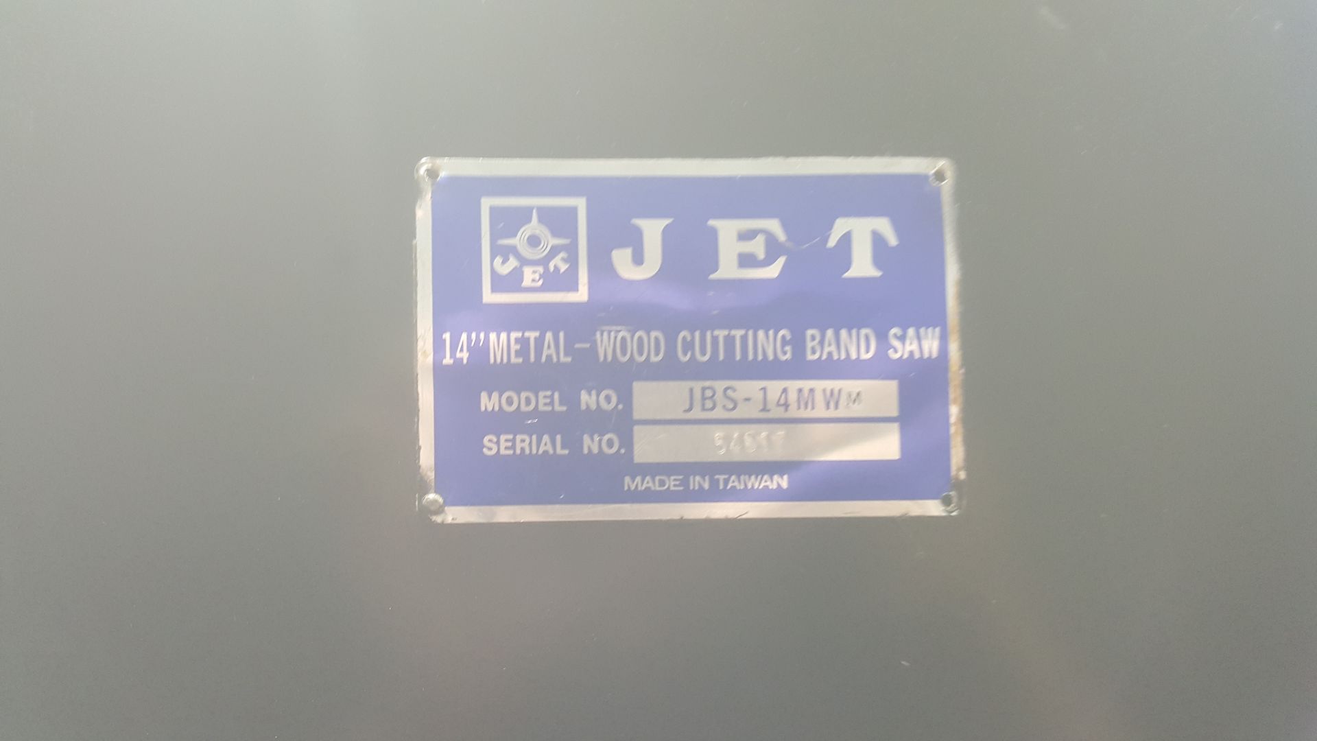 JET 14" vertical woodcutting metal bandsaw, with cart - Image 3 of 3