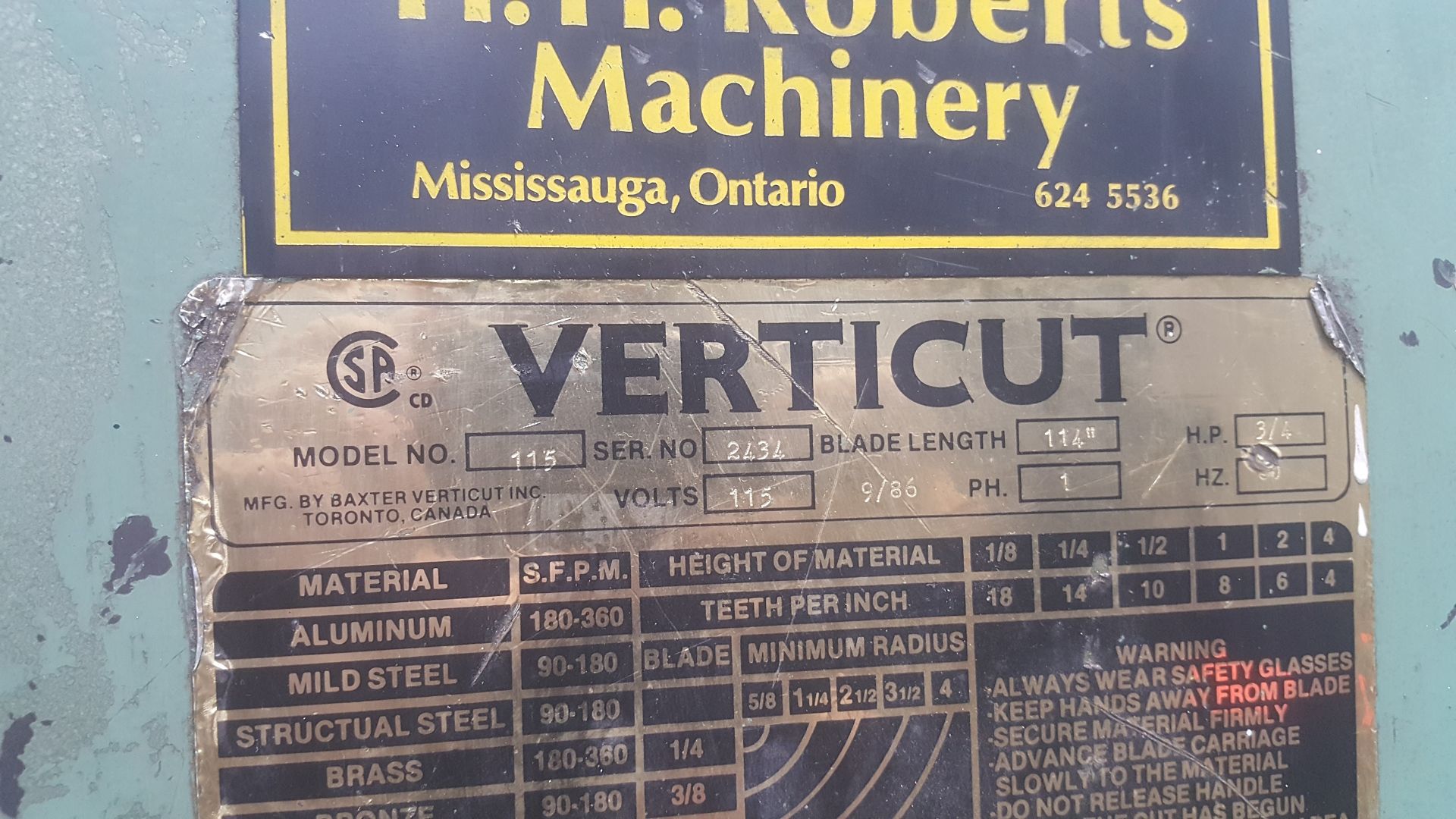 VERTICUT 1-phase vertical bandsaw mod.115 - Image 2 of 2