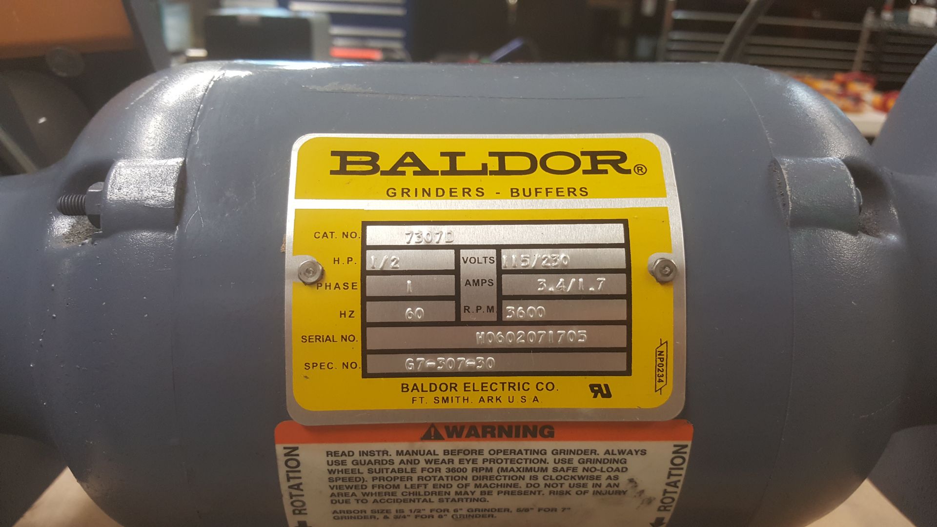 BALDOR grinder mod.7307D with lighted eye shields - Image 2 of 2