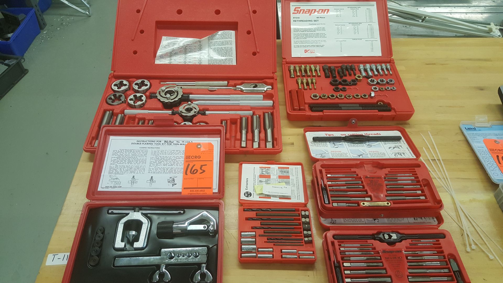 (1) SNAP-ON 25pc tap&die set, (1) SNAP-ON 48pc rethreading set, (1) SNAP-ON extractor set #10, (1)