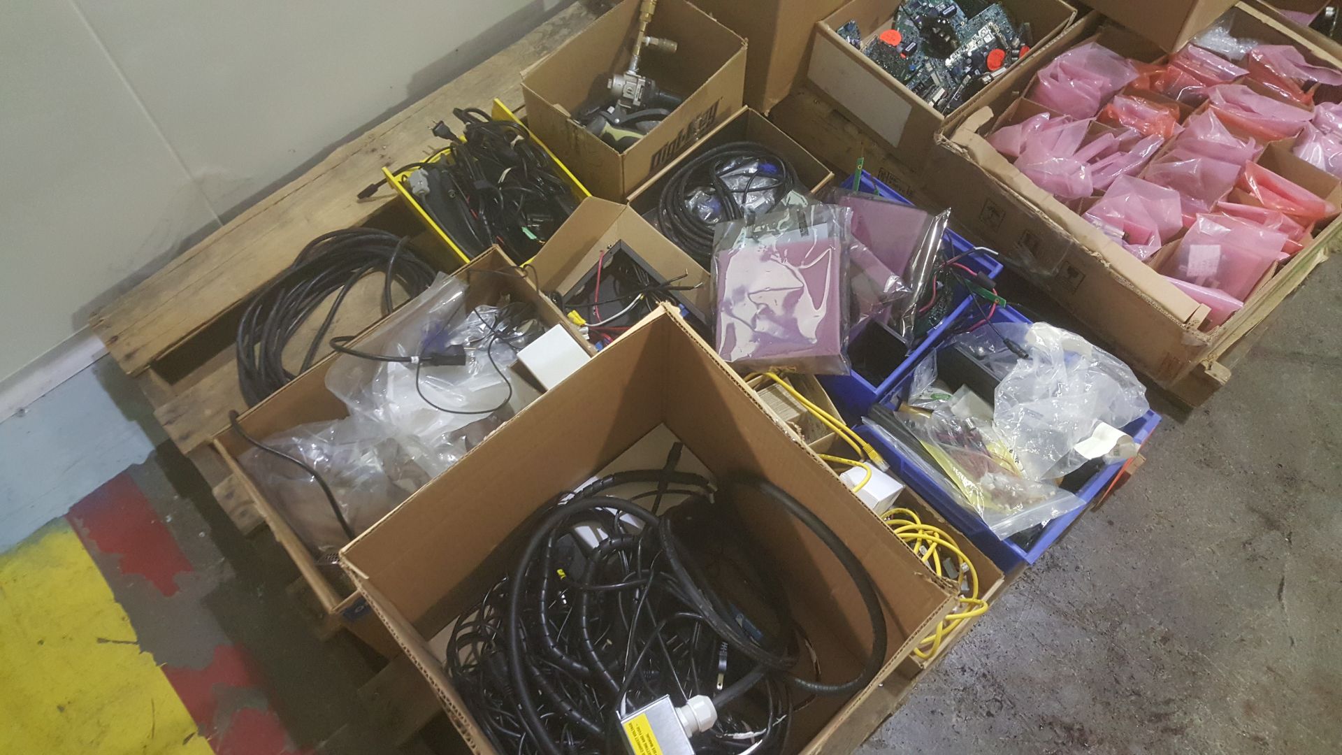 Assorted chargers, batteries, motherboard, switches, cables, motors, enclosures and other electronic - Image 2 of 6