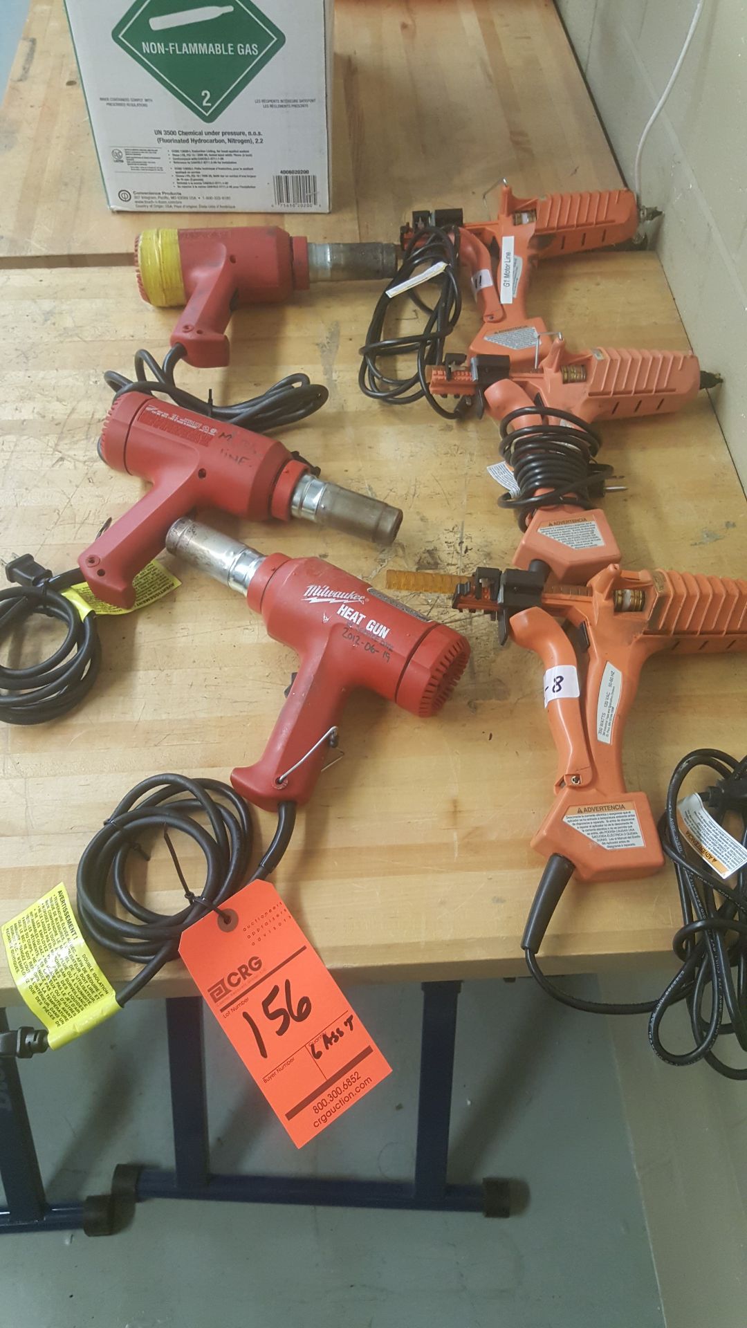 (3) MILWAUKEE heat guns + (3) 3M hot glue guns