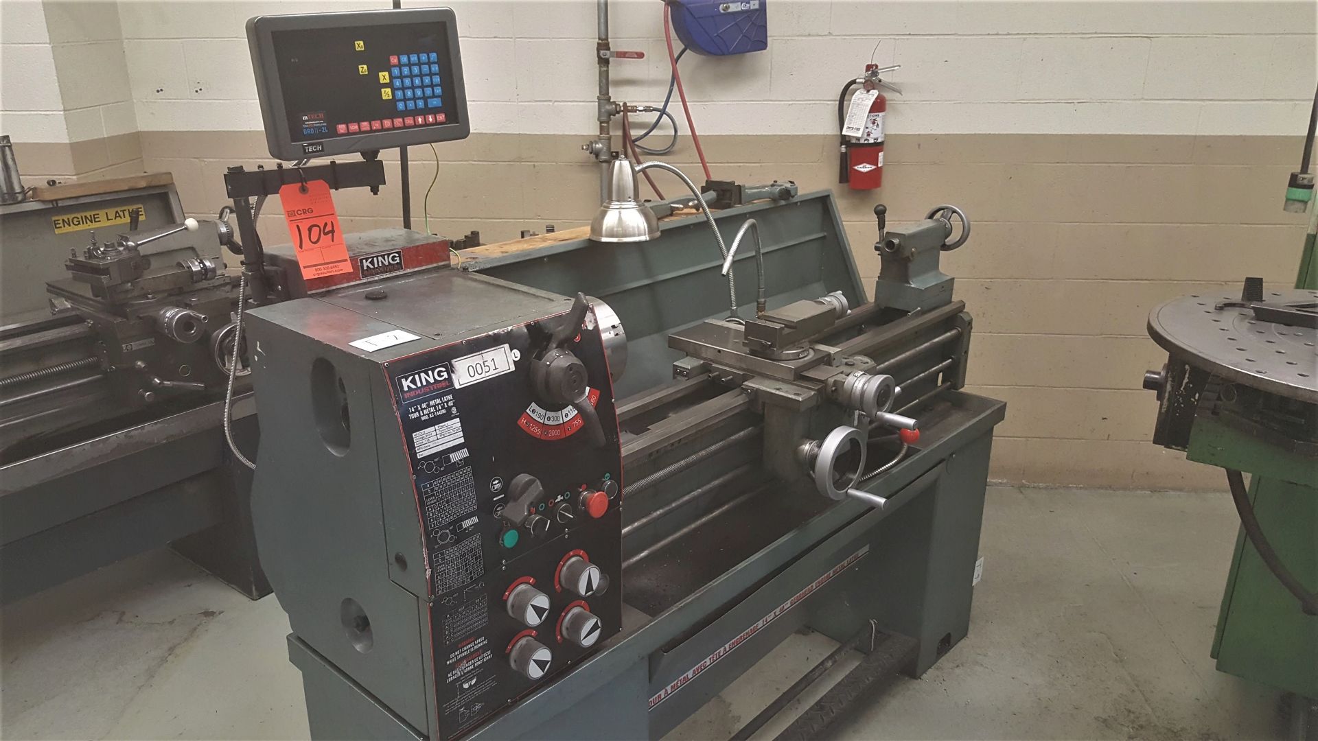 2010 KING 1440 engine lathe, 14" swing X 40" between centers, 70 - 2,00 RPM spindle speeds, inch/