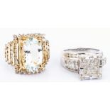 Two 14K Diamond Fashion Rings