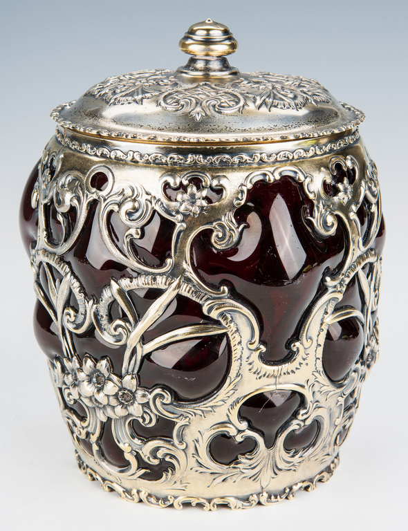 Whiting Sterling Overlay Humidor or Biscuit Jar - Image 3 of 15