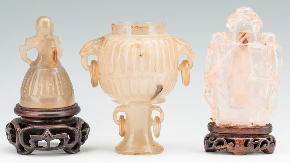 2 Carved Chinese Quartz Items, Urn & Bottle - Image 13 of 15