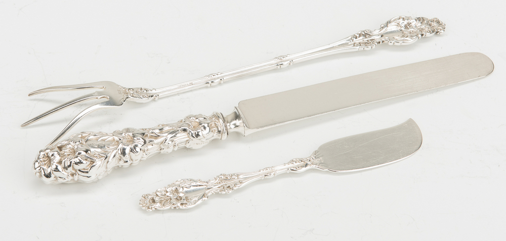 Whiting Lily Pattern Sterling Flatware, 128 pcs. - Image 5 of 11