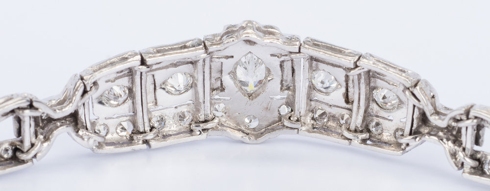 Art Deco Platinum Diamond Bracelet - Image 7 of 9