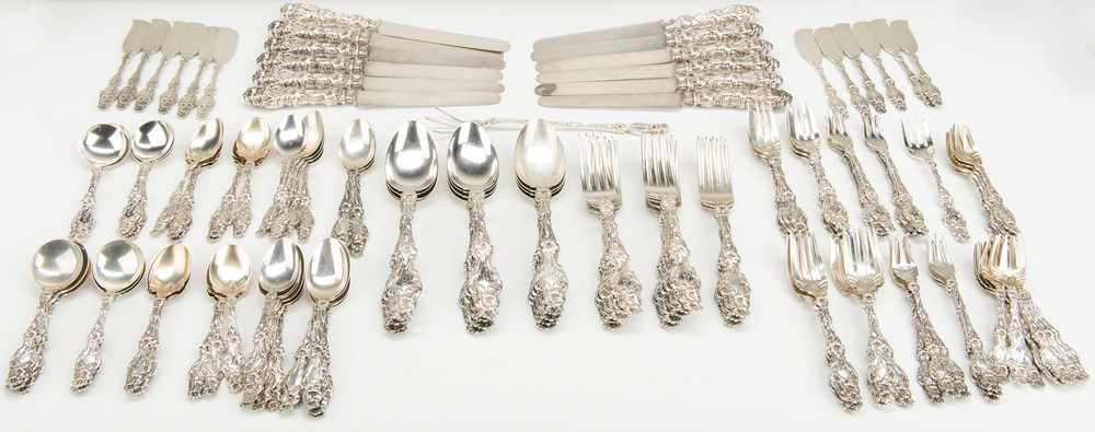 Whiting Lily Pattern Sterling Flatware, 128 pcs. - Image 2 of 11