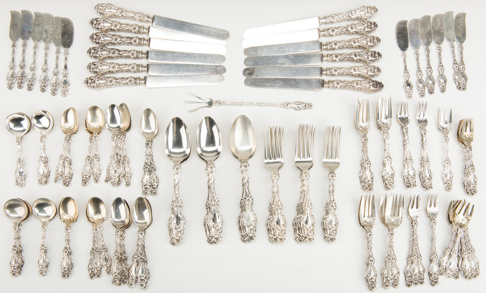 Whiting Lily Pattern Sterling Flatware, 128 pcs.