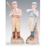 Pr. of German Heubach Porcelain Baseball Figures