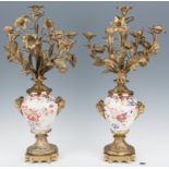 Pair of French Gilt Bronze & Imari Candelabras