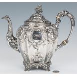 American Coin Silver Repousse Teapot, Coleman Family History