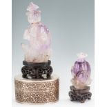 2 Chinese Carved Amethyst Snuff Bottles