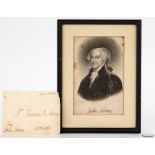 John Adams Signed Free Franked Envelope & Portrait Litho