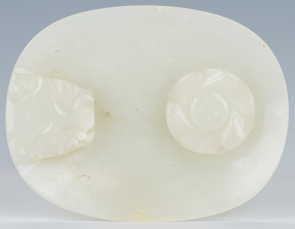 Carved Oval Chinese White Jade Buckle - Image 3 of 7