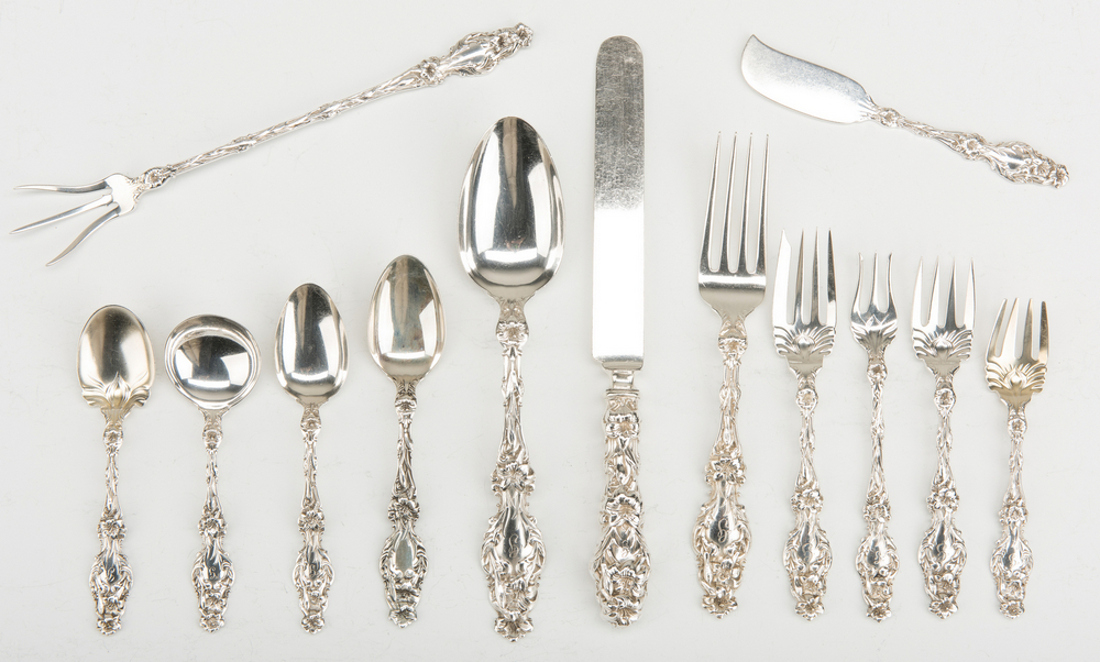 Whiting Lily Pattern Sterling Flatware, 128 pcs. - Image 3 of 11
