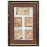 5 Pcs. Framed Colonial Currency
