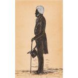 Watercolor and gouache silhouette of Andrew Jackson