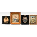 4 miniature portraits, inc. Gent with Musket