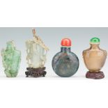 4 Chinese Snuff Bottles, incl. 1 Jade