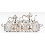 German 5-pc. Sterling Coffee and Tea Set w/SP tray
