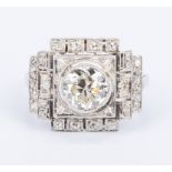 Art Deco Plat Diamond Ring, 1.42 ctw