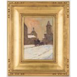 Ernest Christmas, winter streetscape oil