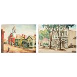 2 Harry Shaw Watercolor, MA Village Scenes