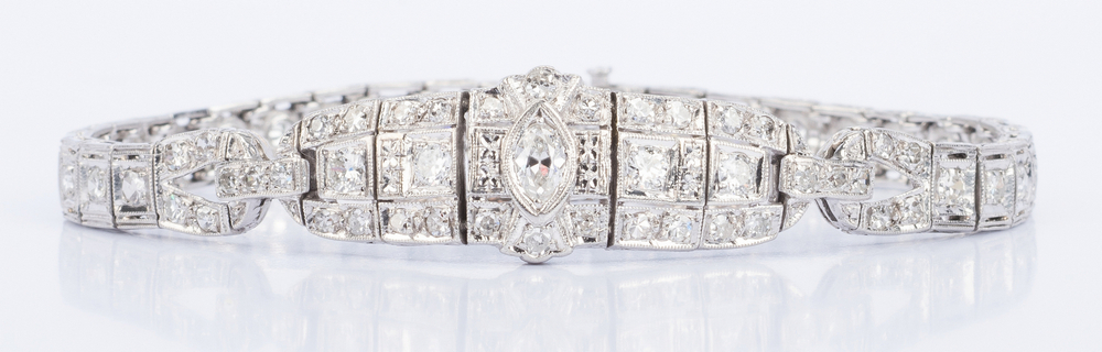 Art Deco Platinum Diamond Bracelet - Image 9 of 9