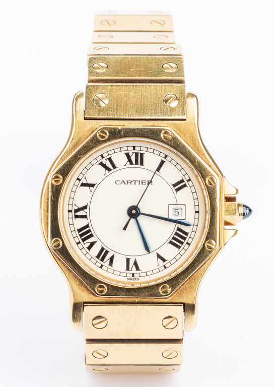 Unisex 18K Cartier Santos Octagon Watch - Image 4 of 11