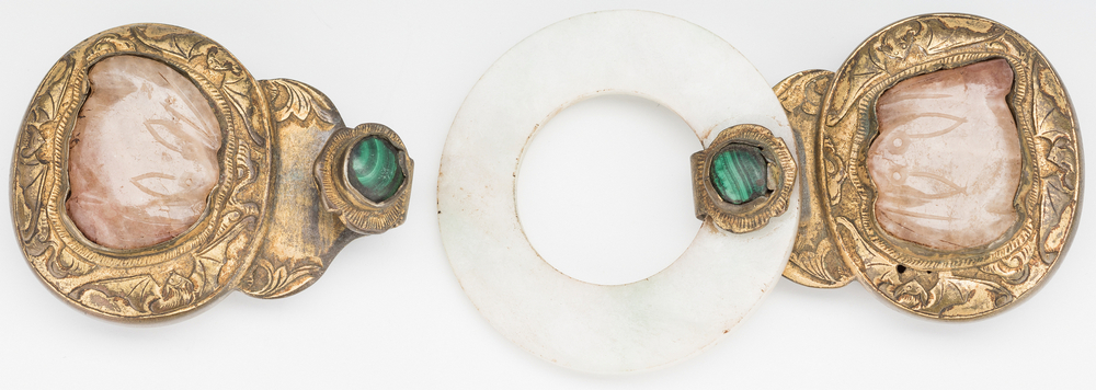 2 Chinese Jade, Stone & Gilt Bronze Belt Buckles - Image 19 of 20