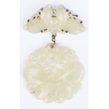 White Jade Brooch: Bee and Butterfly