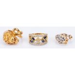 3 18K; 14K Fashion Rings inc. leopard, lion