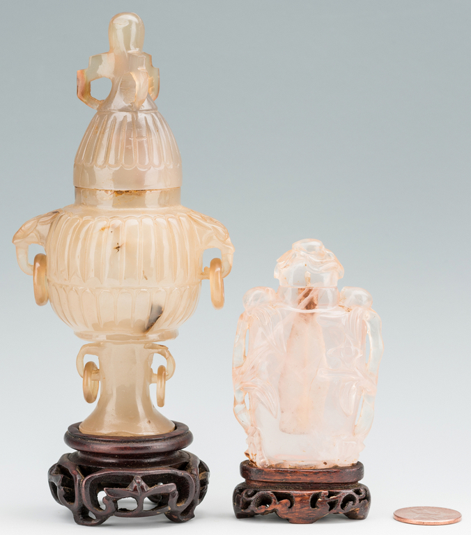 2 Carved Chinese Quartz Items, Urn & Bottle - Image 14 of 15