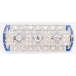 Art Deco Plat Diamond Blue Stone Pin